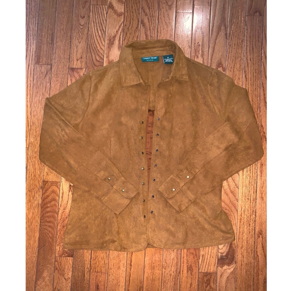 Suede-like button down top